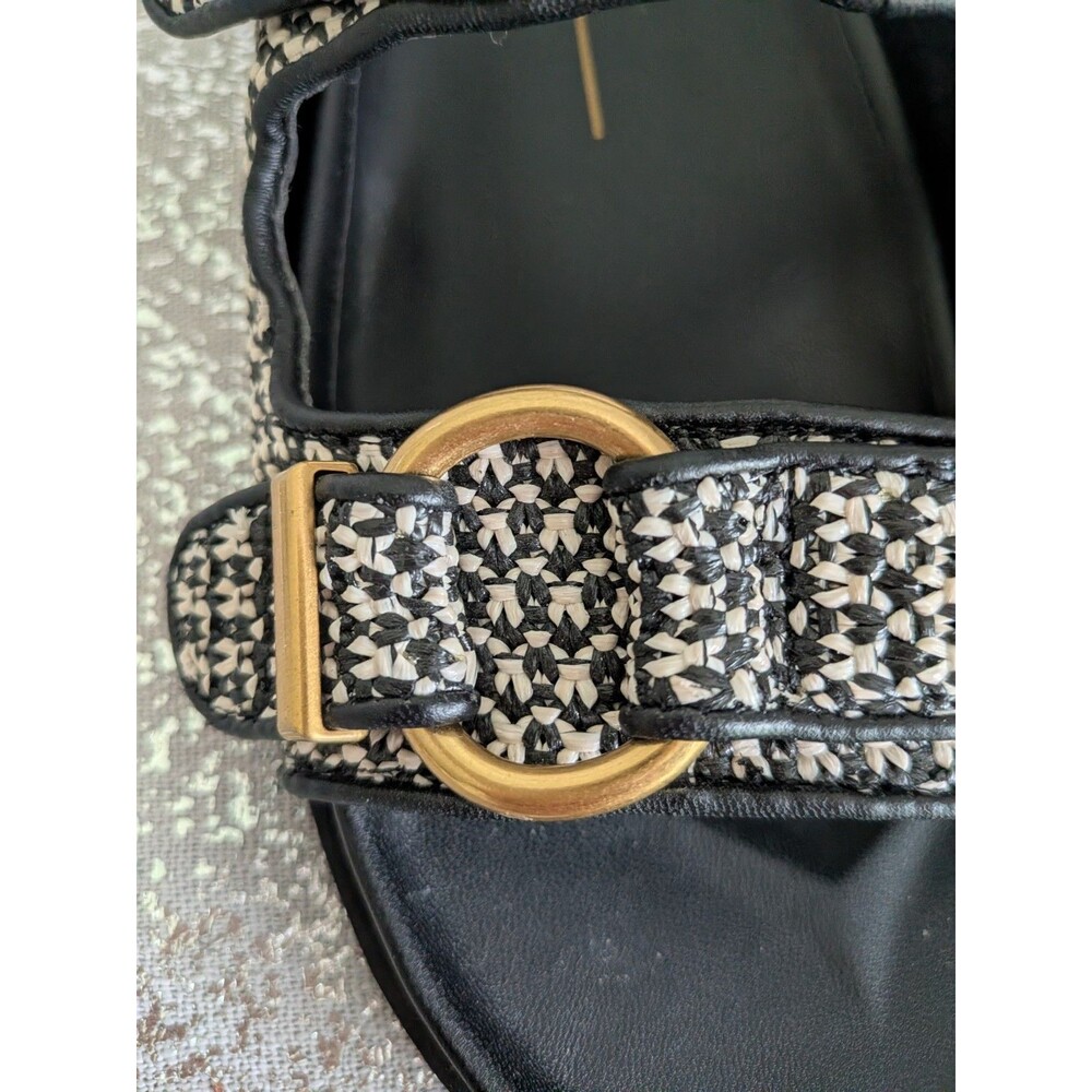 Dolce Vita Shelli Sandals Womens 9.5 Black Bridge Raffia Buckle Casual Shoes NEW - Picture 3 of 10